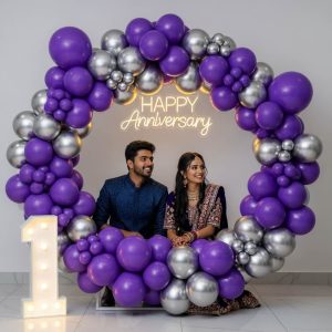 Happy Anniversary Purple Balloon Decoration